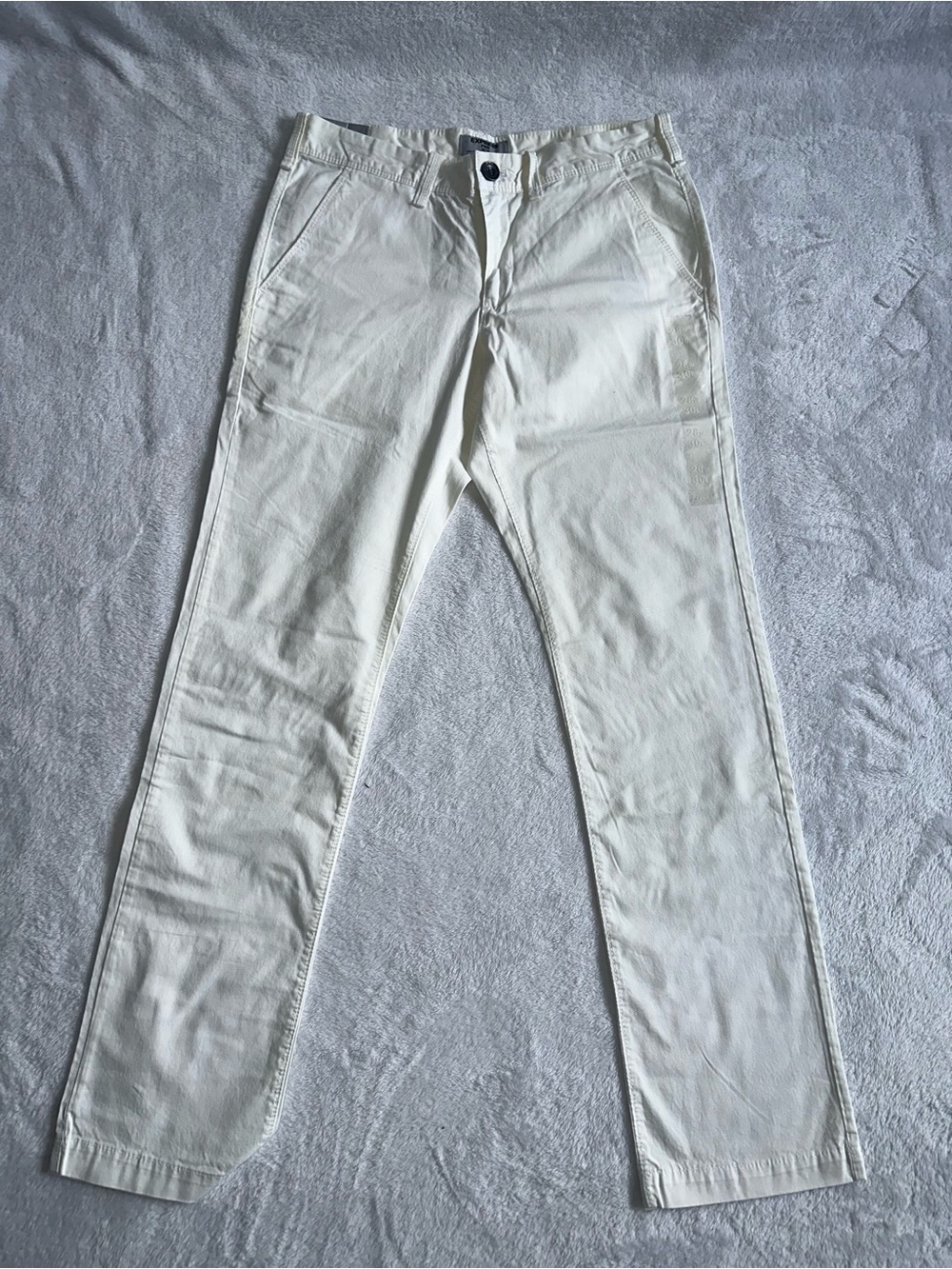 Express Finn Slim Fit White Cotton Mens Casual Pants Button 28x30 NWT